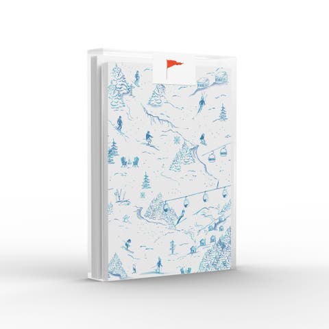Winter/Holiday Ski Blue Toile Greeting Card Pack