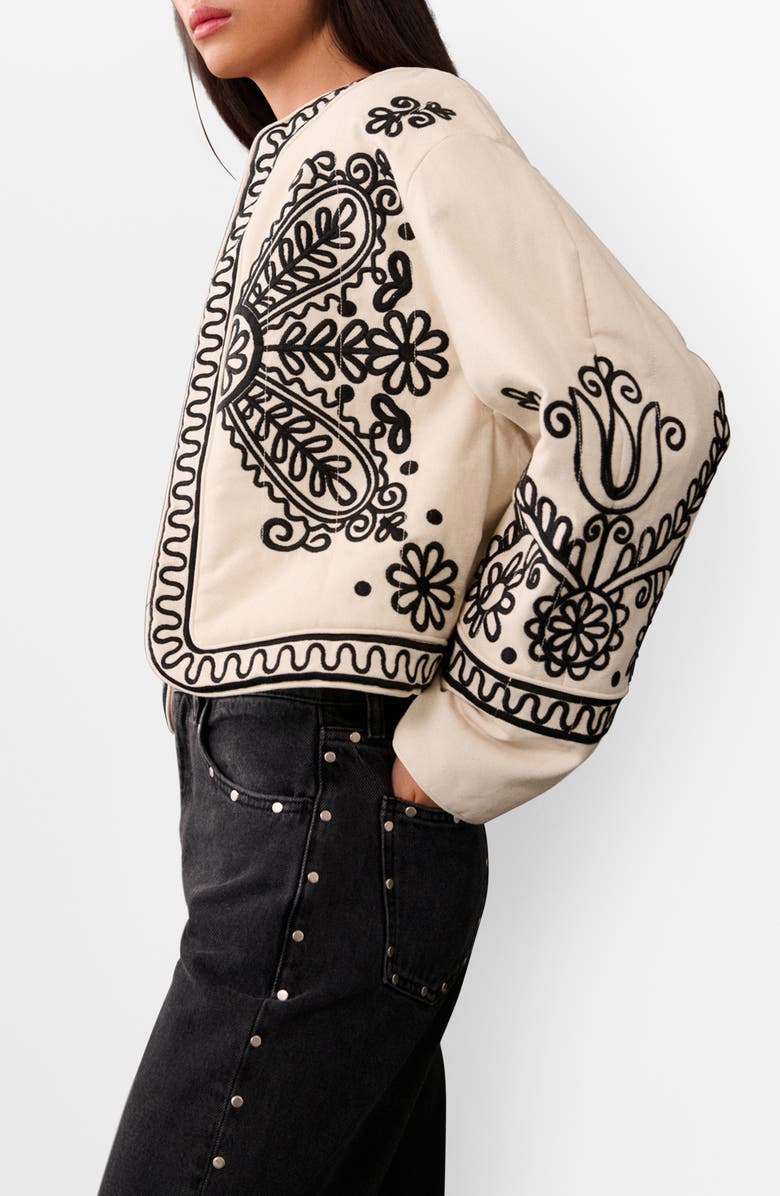 MANGO Embroidered Crop Jacket, Alternate, color, 