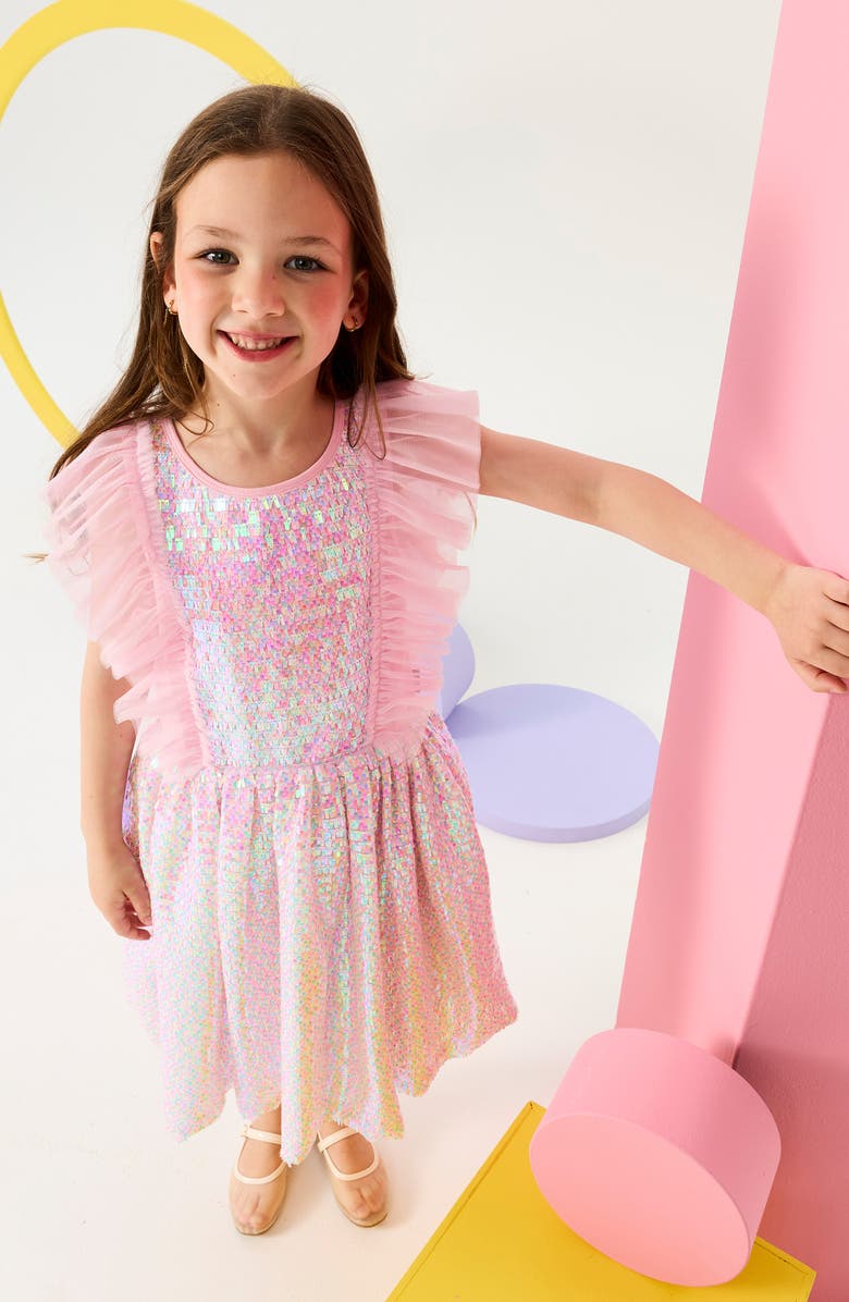 Rock Your Kid Kids' Sequin Ruffle Party Dress, Alternate, color, Multi Pink