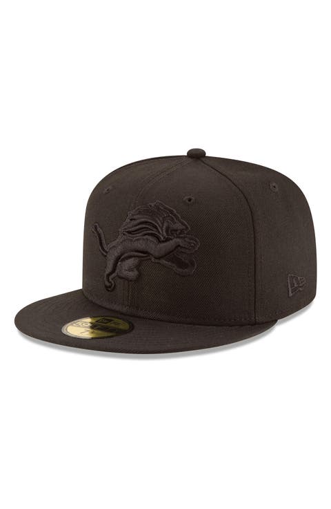 Men's New Era Detroit Lions Black on Black 59FIFTY Fitted Hat