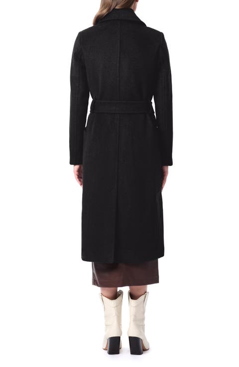 Belted Longline Wool Blend Wrap Coat