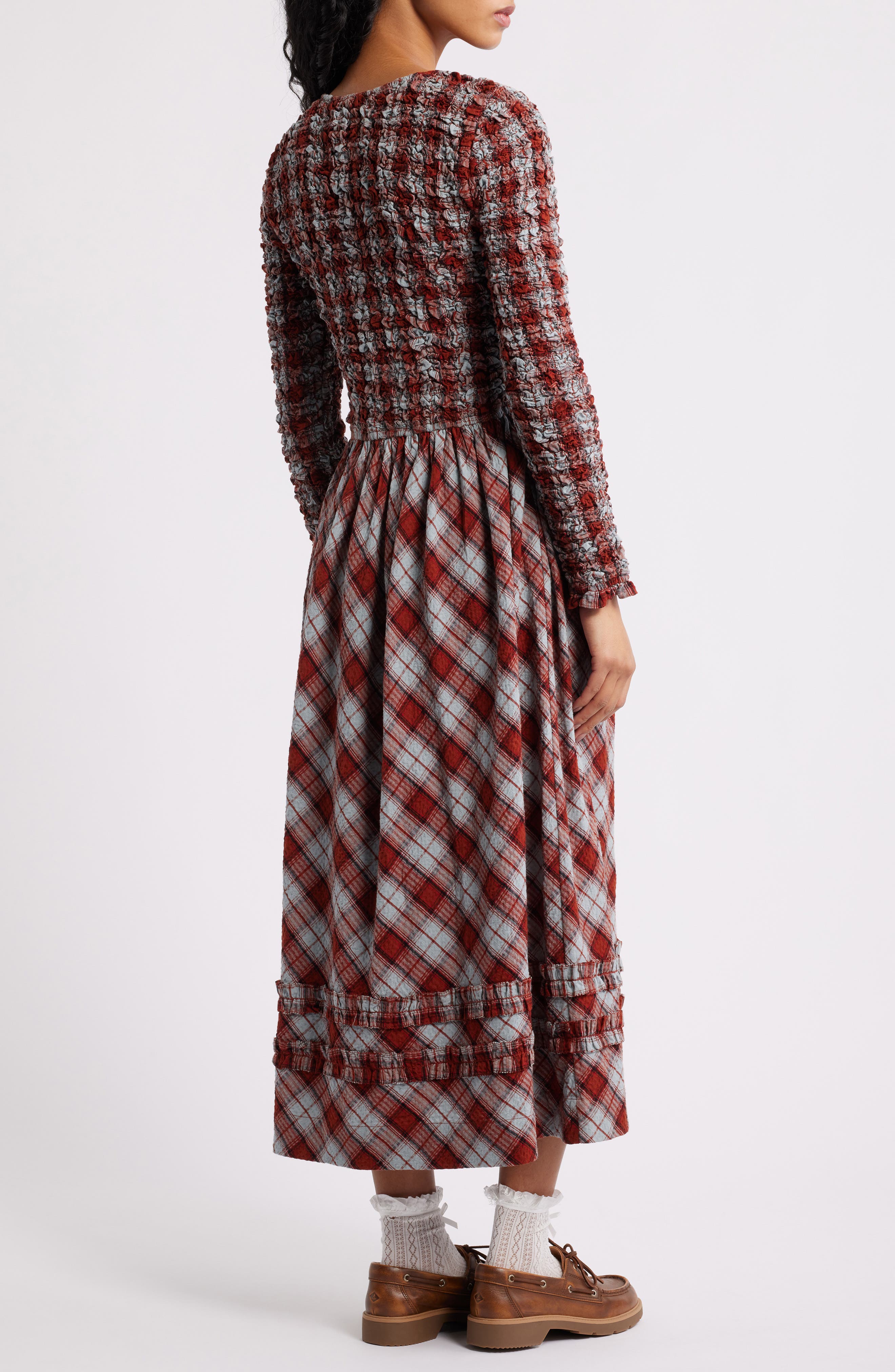 Damson Madder Posey Cardi Long Sleeve Organic Cotton Midi Dress