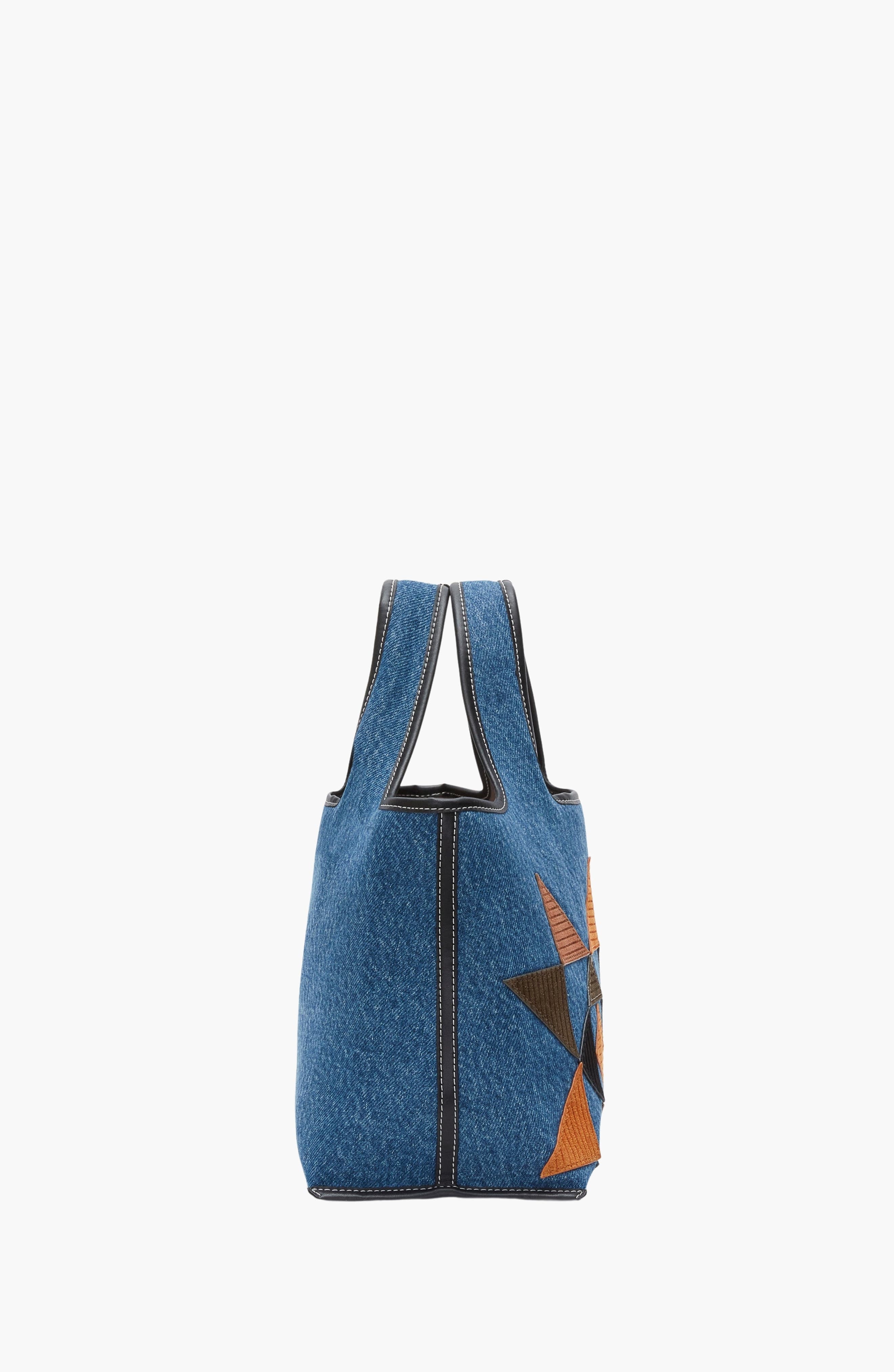 Denim Suede Patch Mini Market Tote, Alternate, color, Blue Indigo Multi