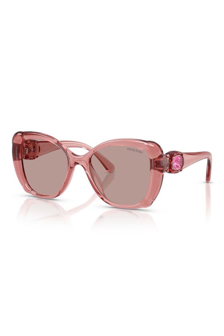 53mm Butterfly Sunglasses, Alternate, color, TRANSPARENT PINK / PURPLE