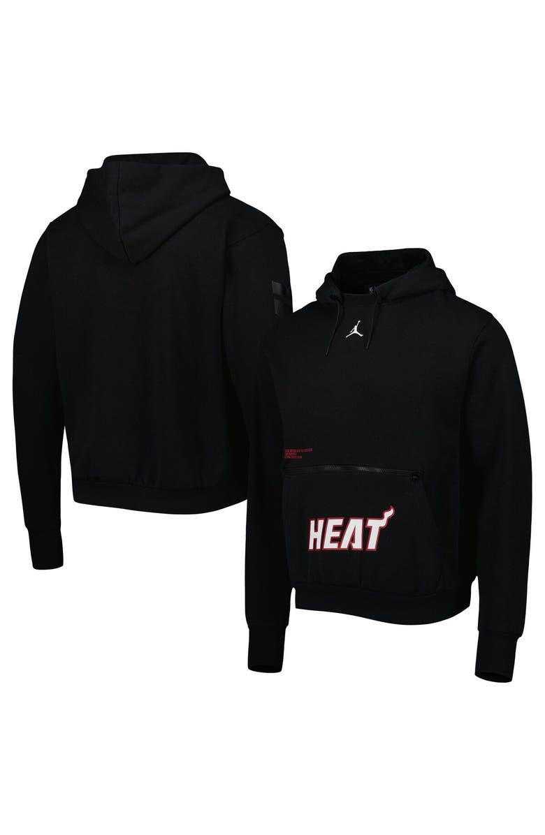 Jordan Brand Men's Jordan Brand Black Miami Heat Courtside Statement Edition Pullover Hoodie, Main, color,