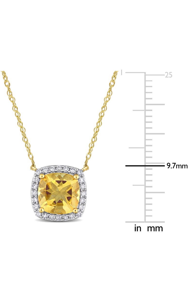 Julianna B. Citrine & Diamond Cushion Halo Necklace 10k, Alternate, color, Citrine