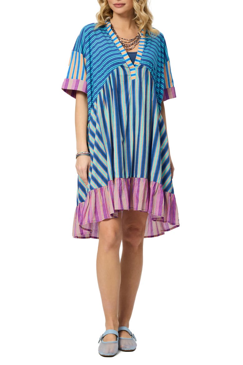 Striped Tunic Dress, Main, color, BLUE