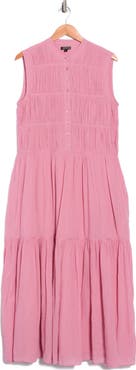 AREA STARS Pia Pintuck Cotton Maxi Dress