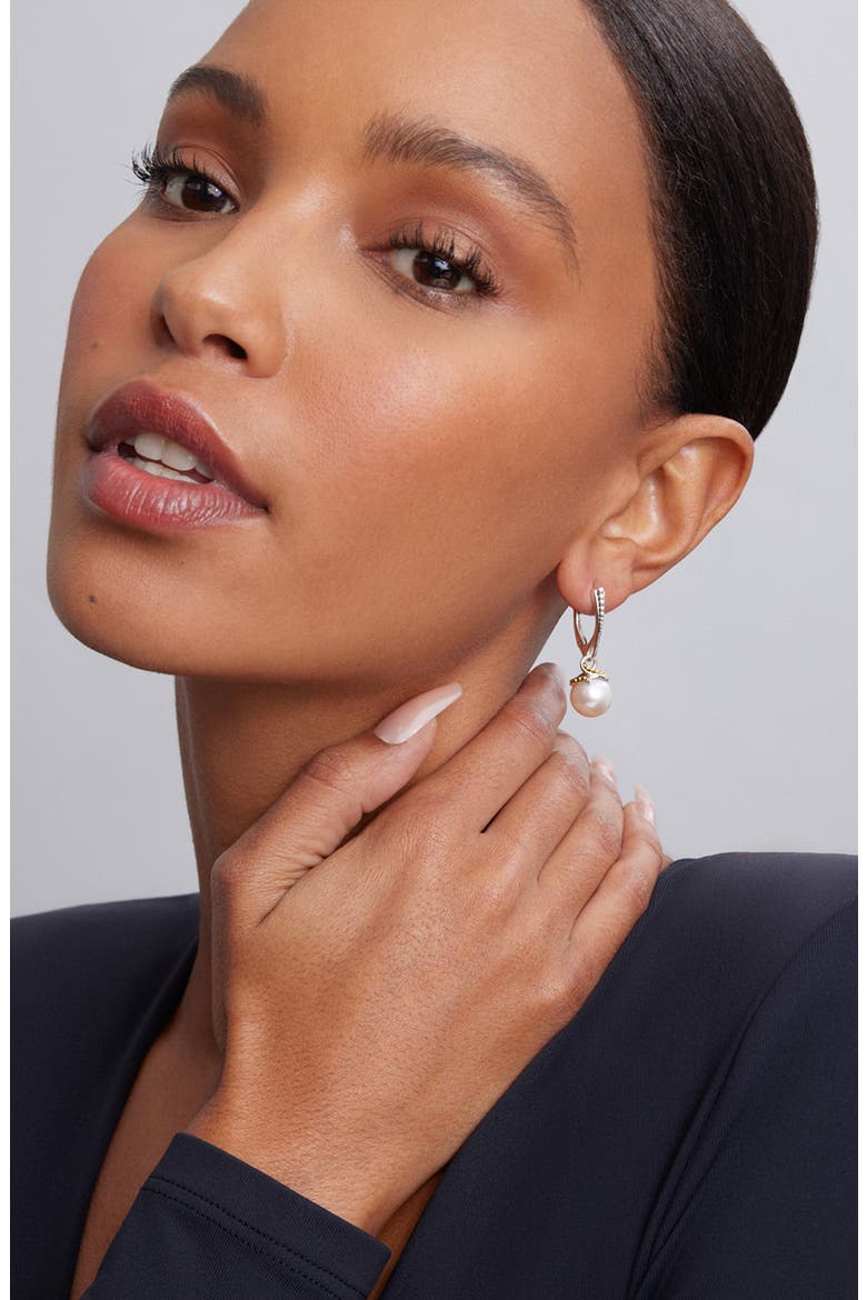 Luna Pearl Drop Earrings, Alternate, color, SILVER