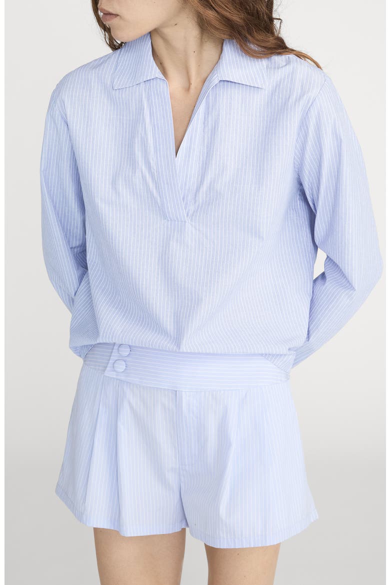 The Stripe V-Neck Popover Top, Alternate, color, VENICE BLUE MULTI