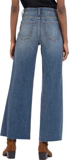 Meg Fab Ab High Waist Raw Hem Ankle Wide Leg Jeans