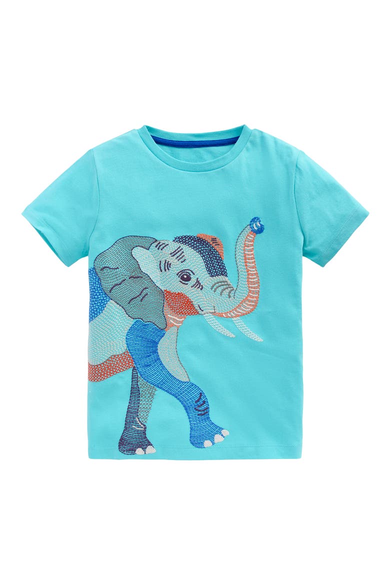Kids' Elephant Superstitch Cotton T-Shirt, Main, color, AQUA ELEPHANT