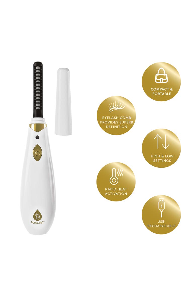 Heated Eyelash Curler with Comb, Alternate, color, WHITE
