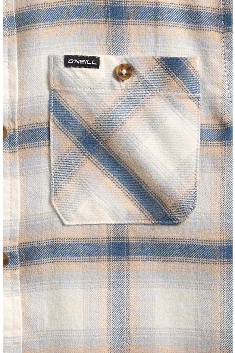 Kids' Coastline Plaid Stretch Cotton Flannel Button-Up Shirt, Alternate, color, TOFU
