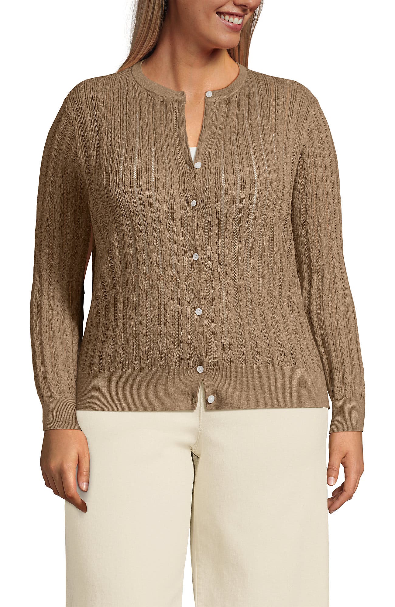 Plus Size Cotton Pointelle Modern Cardigan Sweater - image 3