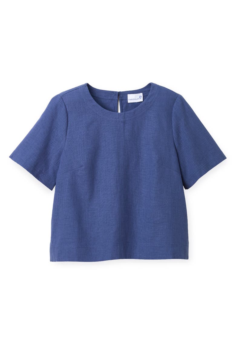Chloe Linen Top, Alternate, color, Coastal Indigo
