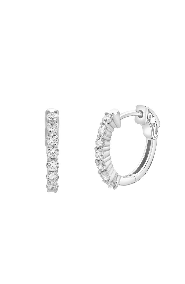 LuvMyJewelry Azaleia Beaded Diamond Huggie Hoop Earrings in 14K Gold, Alternate, color, 