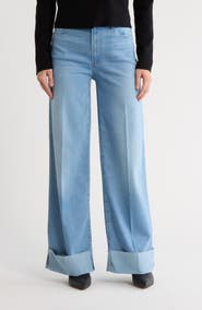 PAIGE Connie Cuffed Raw Hem High Waist Wide Leg Jeans