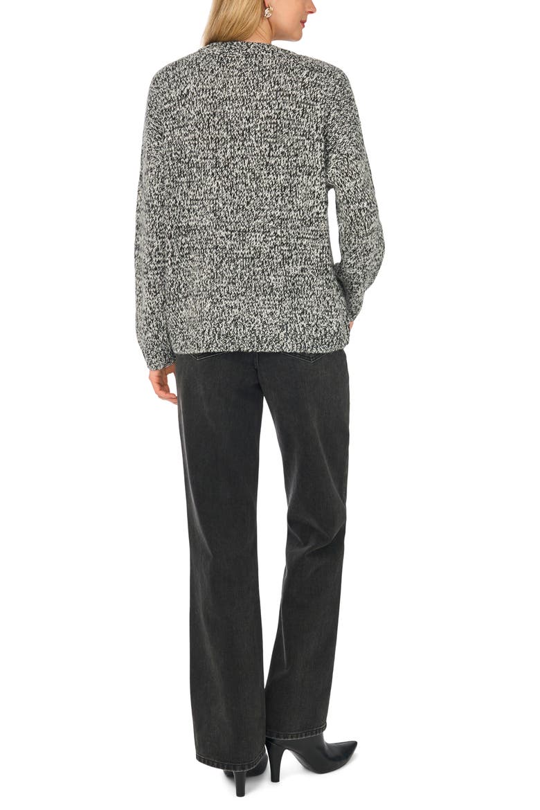 Marled Crewneck Sweater, Alternate, color, RICH BLACK