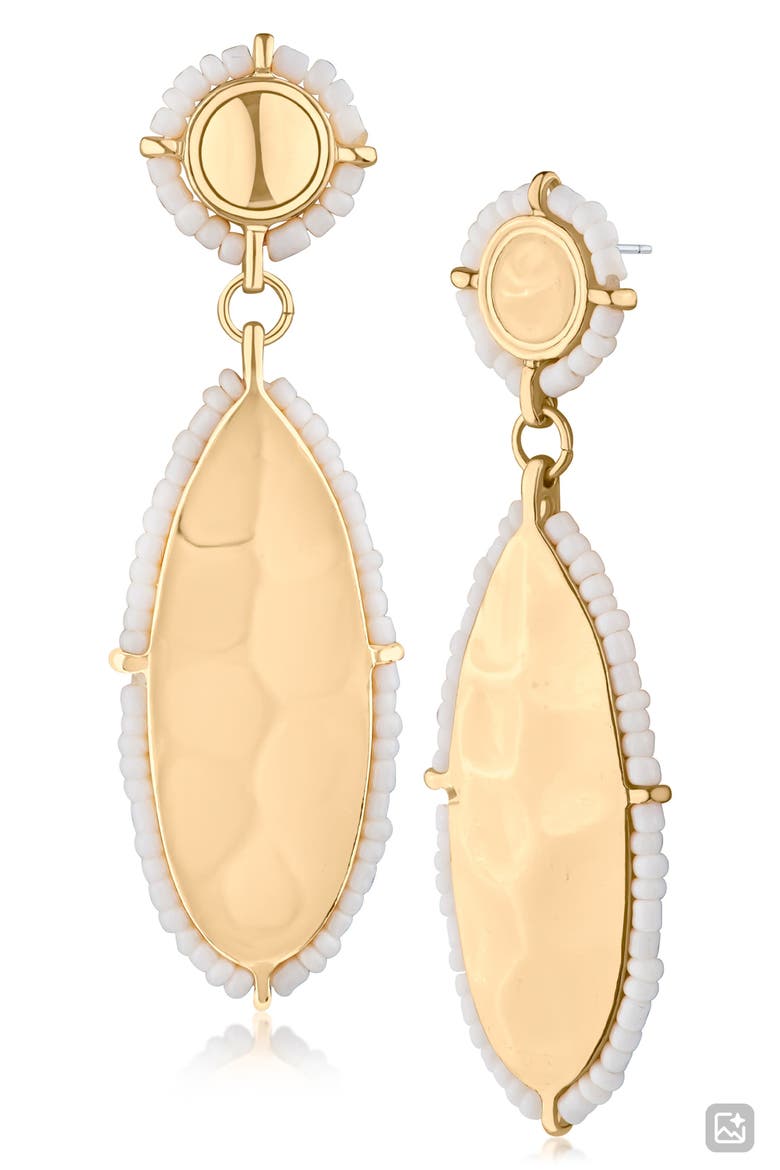 Beaded Trim Drop Earrings (Nordstrom Exclusive), Main, color, WHITE/ GOLD
