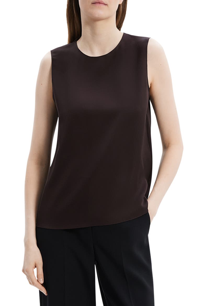 Sleeveless Silk Blouse, Main, color, HICKORY