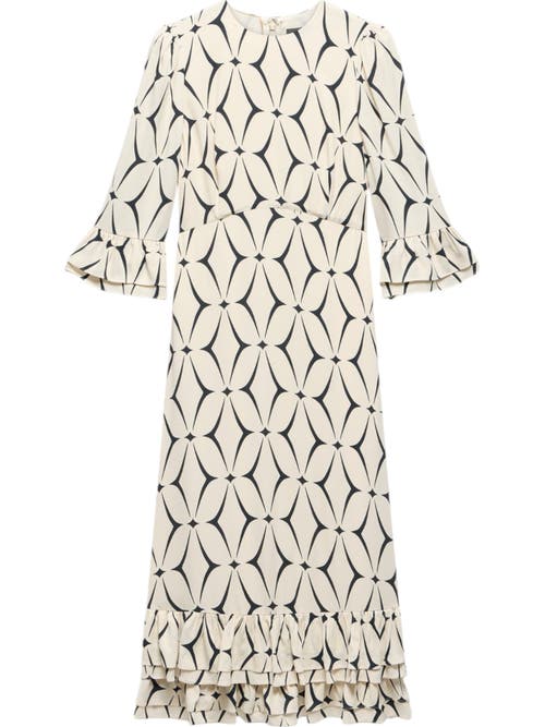 Mint Velvet Geo Print Ruffle Midi Dress