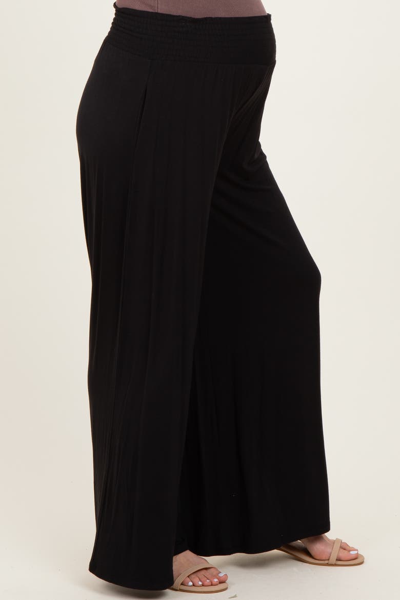 Smocked Waist Wide Leg Pants, Alternate, color, Black