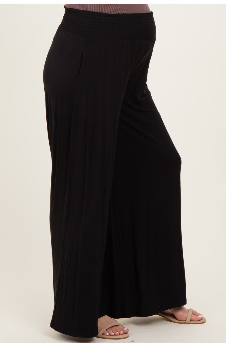 PinkBlush Smocked Waist Wide Leg Pants, Alternate, color, Black