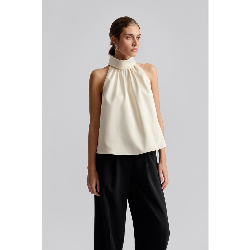 Malina Minea Satin Halterneck Top In Neutral