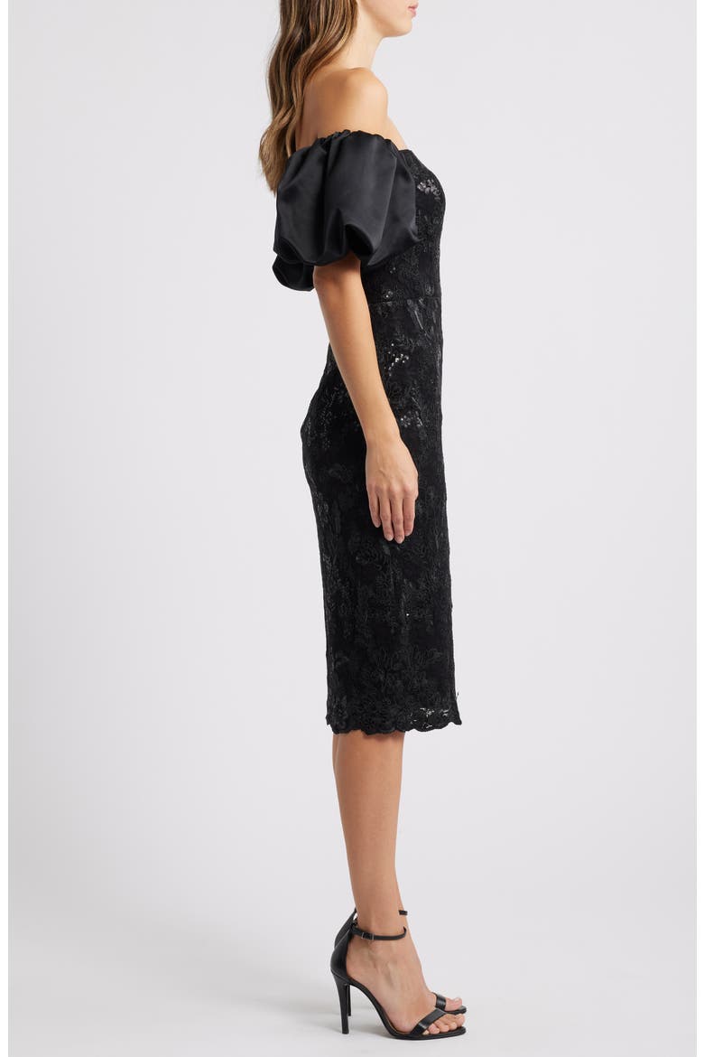 Off the Shoulder Sequin Cocktail Dress, Alternate, color, BLACK