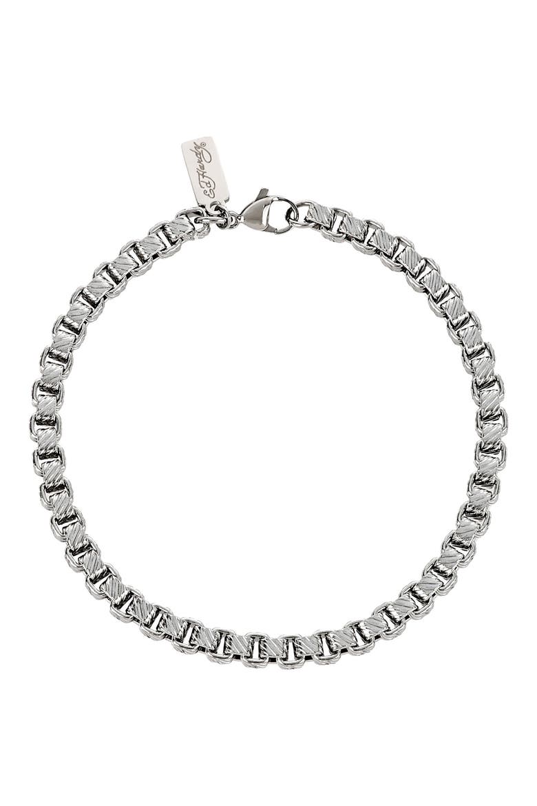 Men's Box Chain Bracelet, Main, color, SILVER
