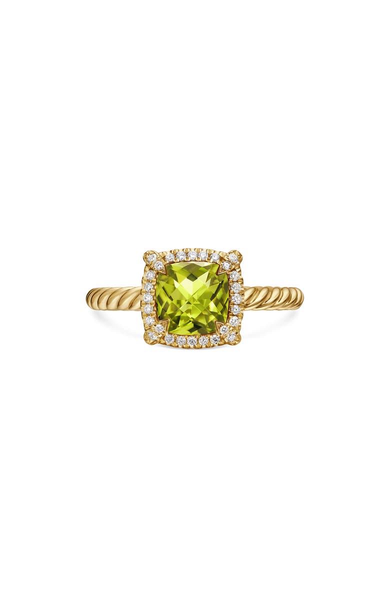 David Yurman Petite Chatelaine<sup>®</sup> Pavé Bezel Ring, Main, color, Yellow Gold/ Peridot