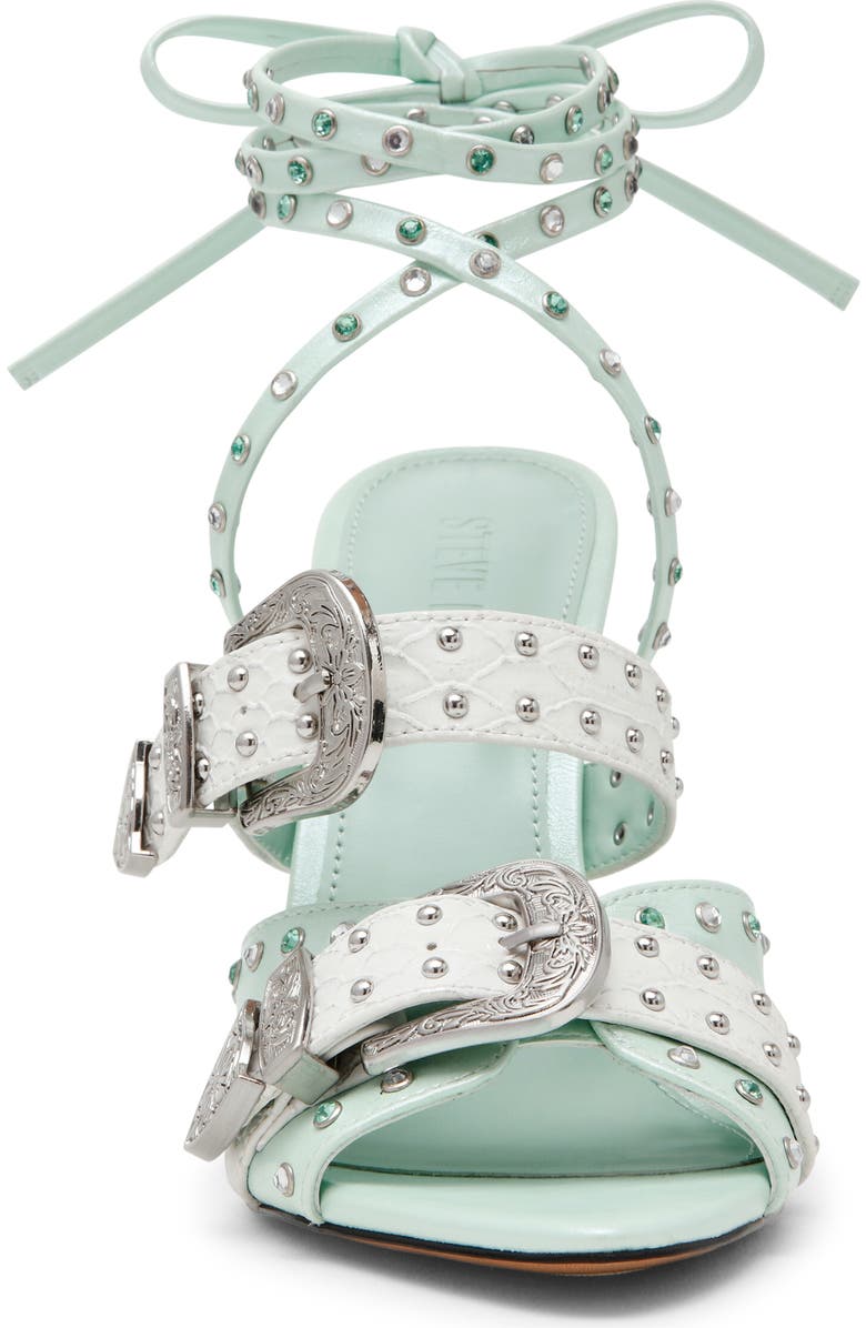 Steve Madden Saddle Embellished Ankle Strap Sandal, Alternate, color, Aqua Multi