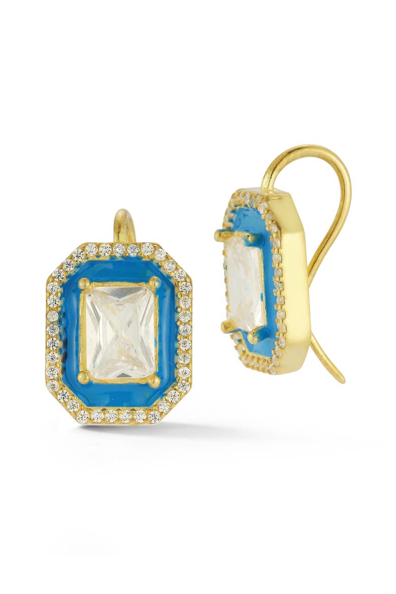 Cubic Zirconia Drop Earrings, Main, color, GOLD/ BLUE