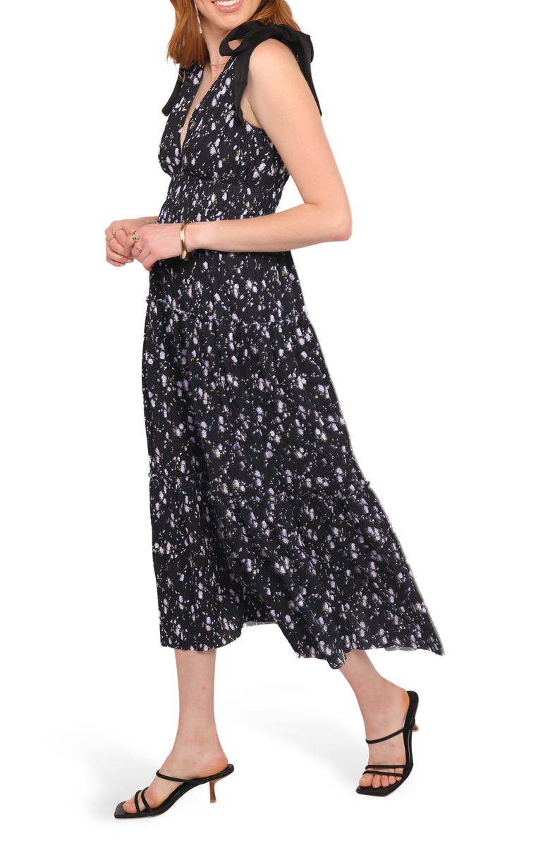 Petal & Pup Adeline Floral Shirred Dress, Alternate, color, Black Floral