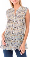 APNY Print Chiffon Button-Up Sleeveless Top