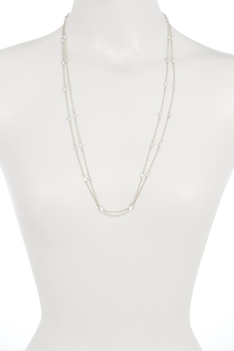 Endless CZ Station Necklace, Alternate, color, CLEAR/SILVER