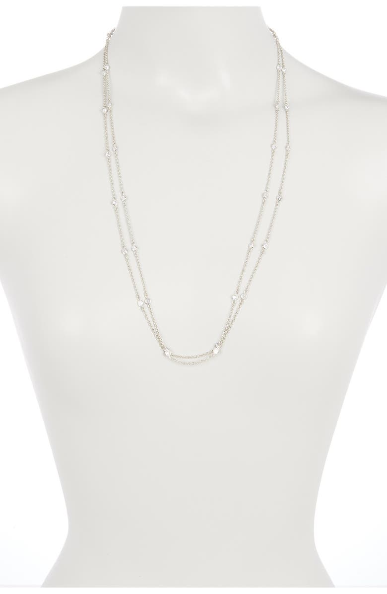 NORDSTROM RACK Endless CZ Station Necklace, Alternate, color, Clear/Silver