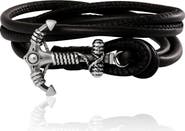 Lucky Brand Black Leather Anchor Wrap Bracelet with Adjustable Fit