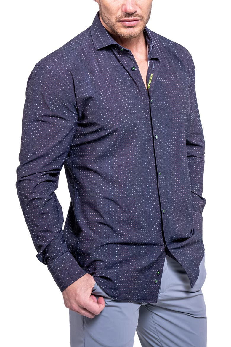 Einstein Print Cotton Button-Up Shirt, Alternate, color, BLACK