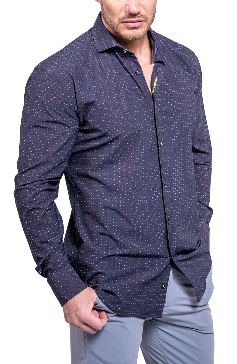 Maceoo Einstein Print Cotton Button-Up Shirt, Alternate, color, Black