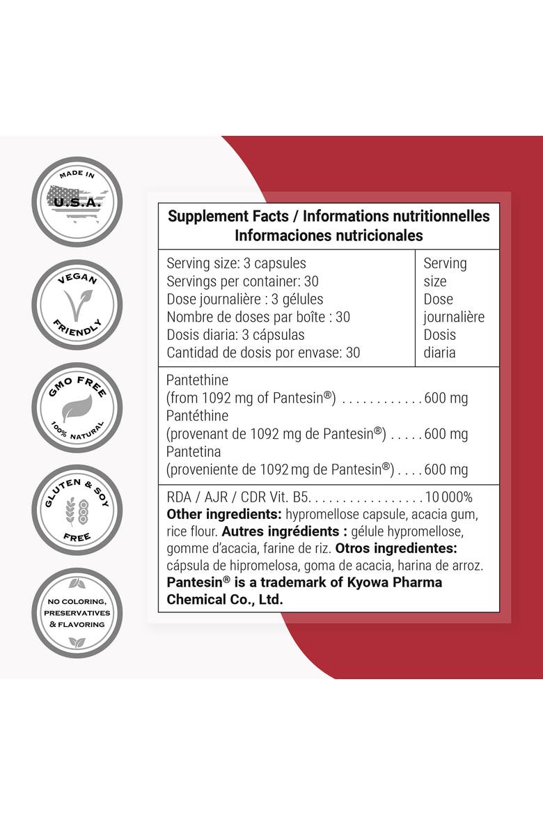 Pantesin Pantethine 600mg, Alternate, color, None