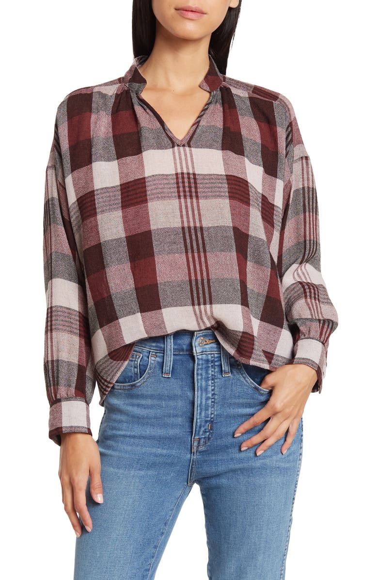 Madewell Highroad Schorr Plaid Popover Shirt, Main, color, 