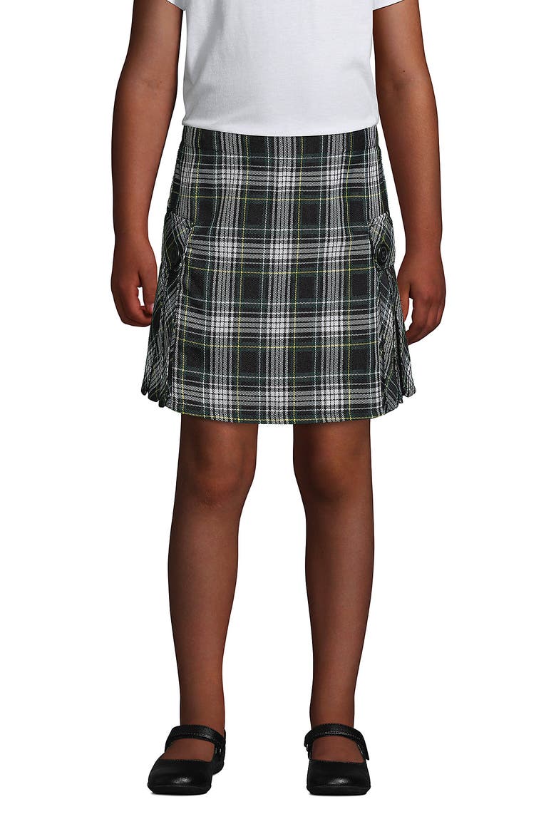 Girls Plus Side Pleat Plaid Skort Above the Knee, Main, color, White/Evergreen Plaid