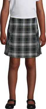 Lands' End School Uniform Girls Side Pleat Plaid Skort Above Knee