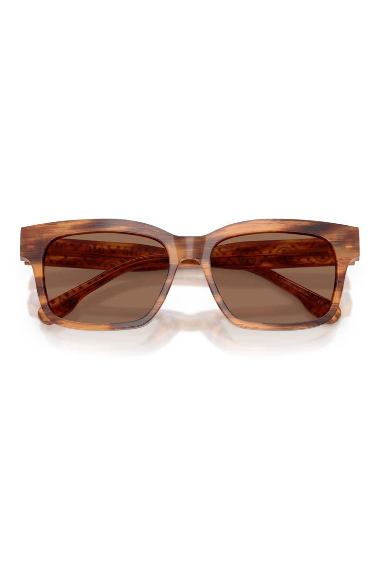 55mm Rectangular Sunglasses, Alternate, color, HONEY WOOD / DARK BROWN