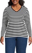 Lands' End Plus Size Relaxed Supima Cotton Long Sleeve V-Neck T-Shirt