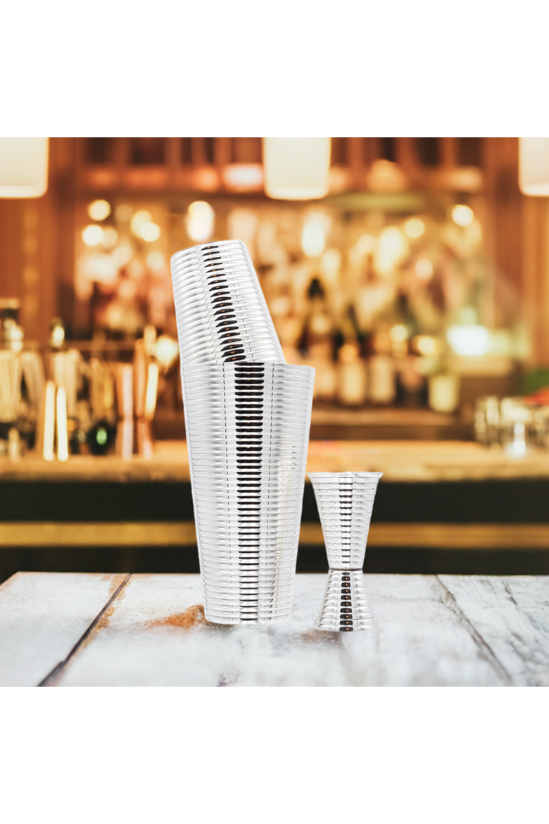 Fluted Silver 3-Piece Cocktail Shaker Set, Alternate, color, Silver