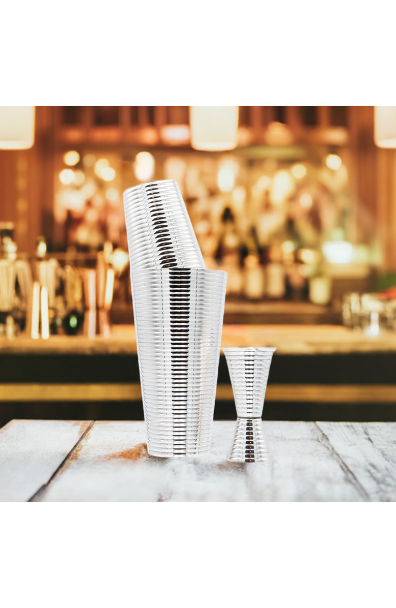 Prince of Scots Fluted Silver 3-Piece Cocktail Shaker Set, Alternate, color, Silver