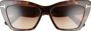 TOM FORD Wyatt 56mm Gradient Cat Eye Sunglasses